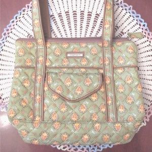 Longaberger Sunflower Paisley Green Quilted Bag